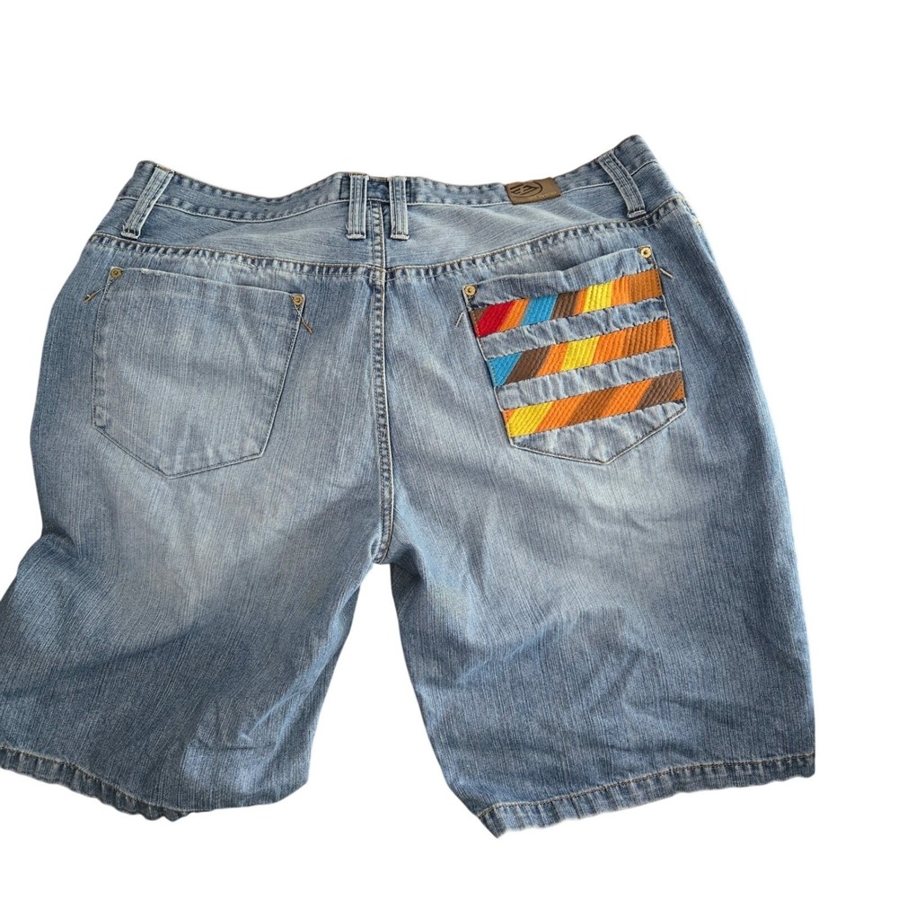 Enyce Denim Shorts Mens 44   Embroidered Pocket Baggy Hip Hop Y2K streetwear